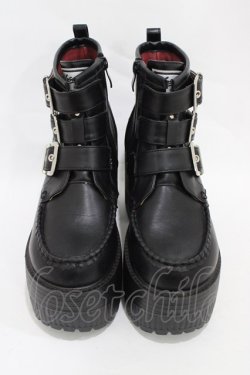 画像1: YOSUKE / 厚底ブーツ LL ブラック H-25-11-13-001-PU-SH-KB-ZH