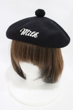 画像1: MILK / ロゴベレー  ブラック×ホワイト H-25-11-13-004-ML-AC-KB-ZH