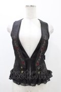 Ozz oneste / 薔薇刺繍フリルベスト  黒 H-25-11-13-039-OO-TO-KB-ZH