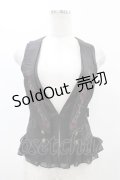 Ozz oneste / 薔薇刺繍フリルベスト  黒 H-25-11-13-039-OO-TO-KB-ZH