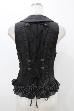 画像2: Ozz oneste / 薔薇刺繍フリルベスト  黒 H-25-11-13-039-OO-TO-KB-ZH