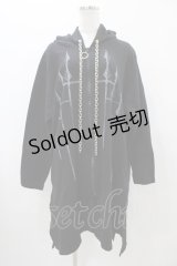 SEX POT ReVeNGe / チェーンフードプリントロングパーカー  ブラック H-25-11-13-043-SP-TO-KB-ZH