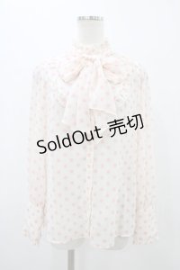 Emily Temple cute / ジョーゼットドットタイ付ブラウス  ピンク H-25-11-13-054-ET-BL-KB-ZH