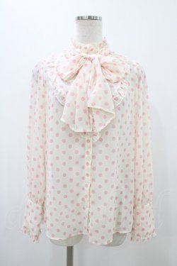 画像1: Emily Temple cute / ジョーゼットドットタイ付ブラウス  ピンク H-25-11-13-054-ET-BL-KB-ZH