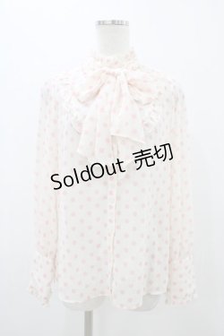 画像1: Emily Temple cute / ジョーゼットドットタイ付ブラウス  ピンク H-25-11-13-054-ET-BL-KB-ZH