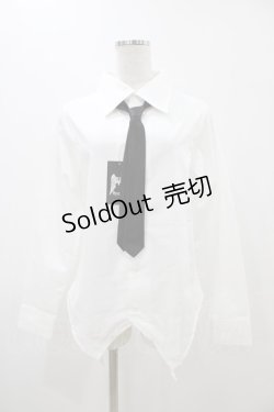 画像1: Deorart / タイ付ブラウス  白×黒 H-25-11-13-056-PU-BL-KB-ZH