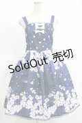 axes femme kawaii / 桜柄ジャンパースカート M ネイビー H-25-11-13-1001-AX-OP-NS-ZH