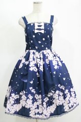 axes femme kawaii / 桜柄ジャンパースカート M ネイビー H-25-11-13-1001-AX-OP-NS-ZH