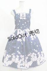 axes femme kawaii / 桜柄ジャンパースカート M ネイビー H-25-11-13-1001-AX-OP-NS-ZH