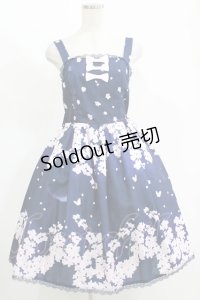 axes femme kawaii / 桜柄ジャンパースカート M ネイビー H-25-11-13-1001-AX-OP-NS-ZH