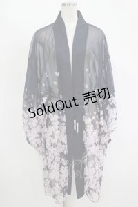axes femme kawaii / 桜柄シアー着物風羽織 M ネイビー H-25-11-13-1036-AX-TO-NS-ZH