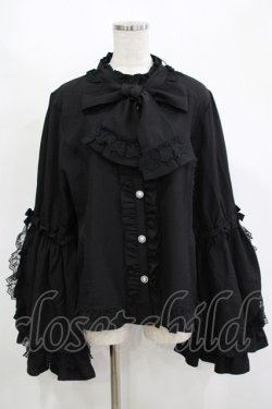 画像1: DearMyLoveWhip / フリルハイネックレースリボンプリンセスブラウス 5L ブラック H-25-11-13-1038-PU-BL-NS-ZH