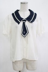 Fi.n.t / ネクタイ付きブラウス Free オフ/ネイビー H-25-11-13-1048-CA-BL-NS-ZH