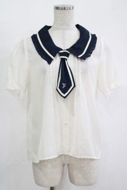 画像1: Fi.n.t / ネクタイ付きブラウス Free オフ/ネイビー H-25-11-13-1048-CA-BL-NS-ZH