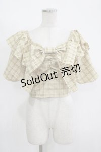 one after another NICE CLAUP / リボンチェックシャツ  イエロー H-25-11-13-1051-PU-BL-NS-ZH