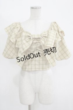 画像1: one after another NICE CLAUP / リボンチェックシャツ  イエロー H-25-11-13-1051-PU-BL-NS-ZH