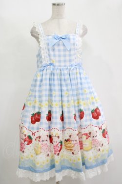 画像1: To Alice / いちご×ハニーベアジャンパースカート L サックス H-25-11-13-1005-LO-OP-NS-ZH