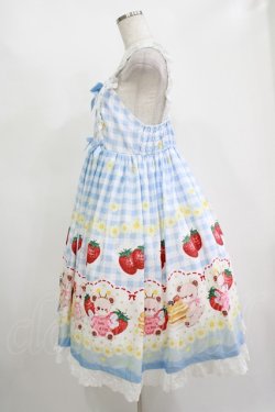 画像2: To Alice / いちご×ハニーベアジャンパースカート L サックス H-25-11-13-1005-LO-OP-NS-ZH