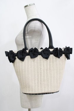 画像1: m petit by misako / AMリボンツキカゴTT  ブラック H-25-11-13-1061-LO-BG-NS-ZH