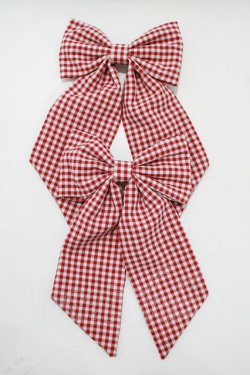 画像1: m petit by misako / AMチェック2Pクリップ  レッド H-25-11-13-1073-LO-AC-NS-ZH