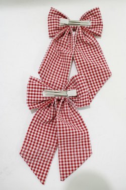 画像2: m petit by misako / AMチェック2Pクリップ  レッド H-25-11-13-1073-LO-AC-NS-ZH