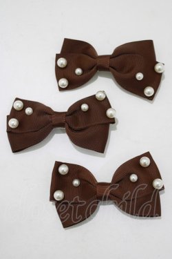 画像1: m petit by misako / AM3Pリボンクリップ  ブラウン H-25-11-13-1076-LO-AC-NS-ZH