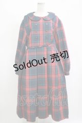FLC / MINA*タータンチェックワンピース 4L グリーン H-25-11-13-1013-LO-OP-NS-ZH