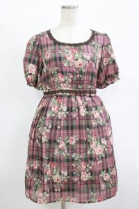 LODISPOTTO / チェックワンピース M ピンク H-25-11-13-1016-LO-OP-NS-ZH