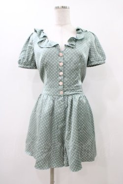 画像1: MILK / ラッフルカラーコンビネゾン  グリーン H-25-11-13-012-ML-PA-KB-ZH