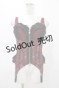 Ozz oneste / 薔薇刺繍コルセットビスチェ  赤 H-25-11-13-013-OO-TO-KB-ZH