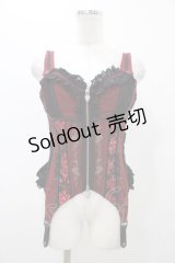 Ozz oneste / 薔薇刺繍コルセットビスチェ  赤 H-25-11-13-013-OO-TO-KB-ZH
