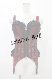 Ozz oneste / 薔薇刺繍コルセットビスチェ  赤 H-25-11-13-013-OO-TO-KB-ZH