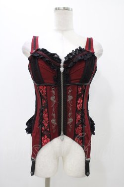 画像1: Ozz oneste / 薔薇刺繍コルセットビスチェ  赤 H-25-11-13-013-OO-TO-KB-ZH