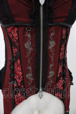 画像4: Ozz oneste / 薔薇刺繍コルセットビスチェ  赤 H-25-11-13-013-OO-TO-KB-ZH