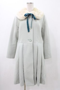 画像1: Leur Getter / フラワーレースファー衿付コート M ミント H-25-11-13-014-LU-CO-KB-ZH