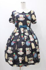 Leur Getter / フルーツティータイム袖付ワンピース M ネイビー H-25-11-13-017-LU-OP-KB-ZT045