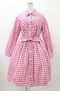 MILK / ギンガムロングワンピース  ピンク H-25-11-13-018-ML-OP-KB-ZH