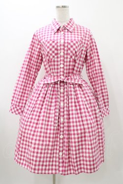 画像1: MILK / ギンガムロングワンピース  ピンク H-25-11-13-018-ML-OP-KB-ZH