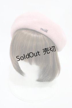 画像1: MILK / Marieハートベレー  ピンク×ブラック H-25-11-13-003-ML-AC-KB-ZH