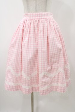 画像1: Shirley Temple / ギンガムミドルスカート  ピンク H-25-11-13-030-ET-SK-KB-ZH