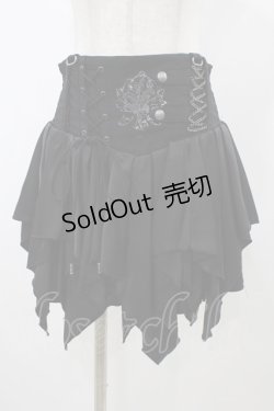 画像1: Ozz oneste / 刺繍イレギュラーハイウエストスカート  ブラック H-25-11-13-034-OO-SK-KB-ZH