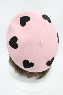 画像2: MILK / Marieハートベレー  ピンク×ブラック H-25-11-13-003-ML-AC-KB-ZH