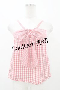 MILK / ギンガムリボンキャミ  レッド H-25-11-13-037-ML-TO-KB-ZH