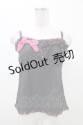 MILK / リボンドットキャミ  黒×ピンク H-25-11-13-038-ML-TO-KB-ZH