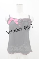 MILK / リボンドットキャミ  黒×ピンク H-25-11-13-038-ML-TO-KB-ZH