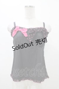 MILK / リボンドットキャミ  黒×ピンク H-25-11-13-038-ML-TO-KB-ZH