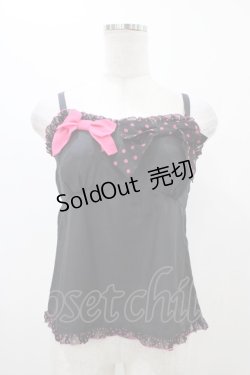 画像1: MILK / リボンドットキャミ  黒×ピンク H-25-11-13-038-ML-TO-KB-ZH