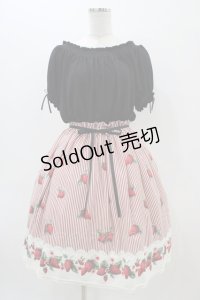 Ank Rouge / いちごストライプカットワンピース M ブラック H-25-11-14-041-CA-OP-NS-ZH