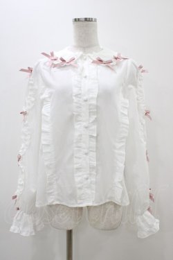 画像1: Chalmiere / フリルブラウス M オフ/ピンク H-25-11-14-052-0-BL-NS-ZH