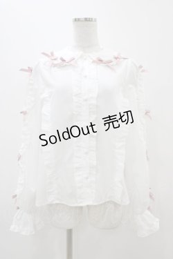 画像1: Chalmiere / フリルブラウス M オフ/ピンク H-25-11-14-052-0-BL-NS-ZH